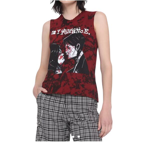 My Chemical Romance Three Cheers For Sweet Revenge Tie Dye Crop Muscle Top, Med - Picture 2 of 7